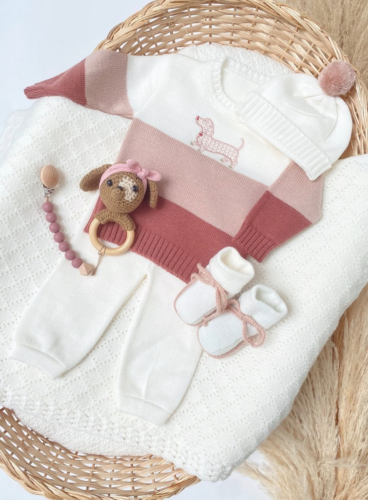Set teckel palo de rosa tres colores 1 a 4 meses