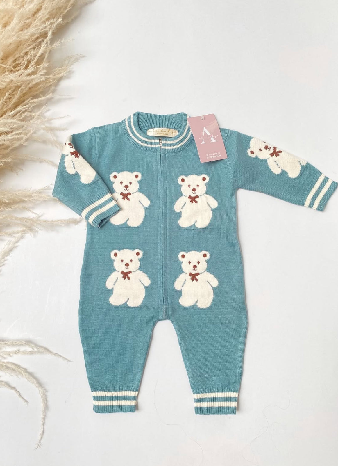 Enterizo oso azul turquesa