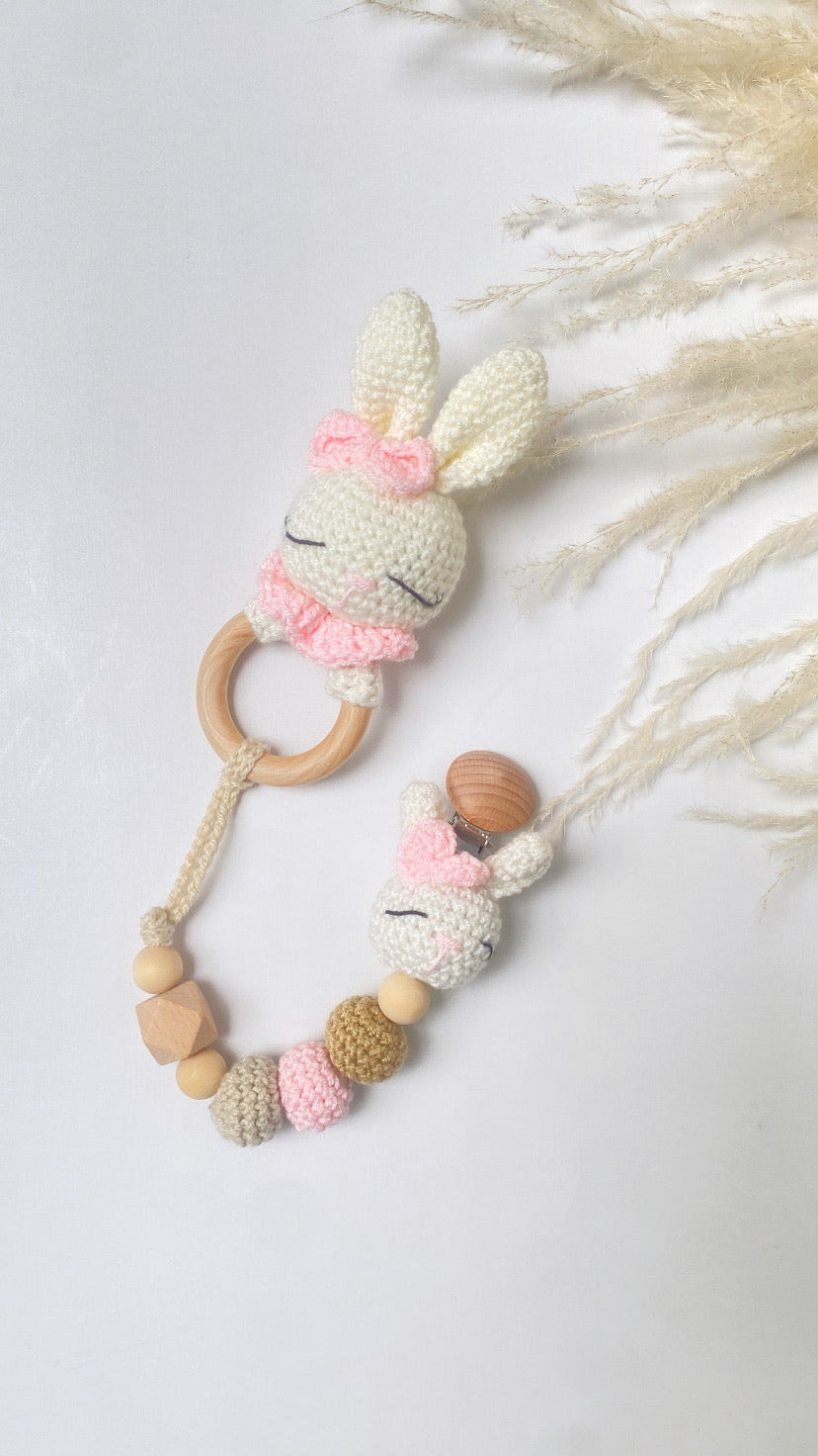 Kit x 3 Amigurumi + sonajero + tira sujetadora