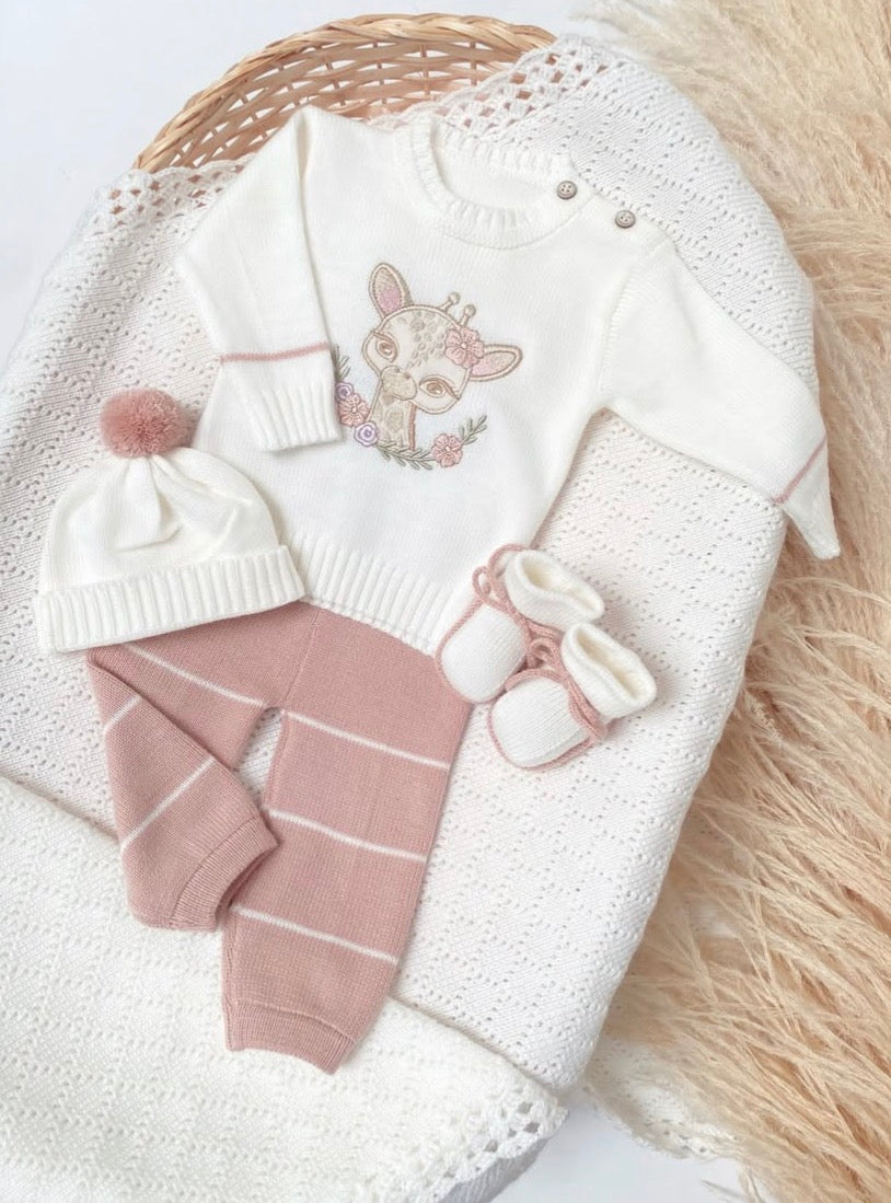 Set jirafa hueso , pantalón palo de rosa