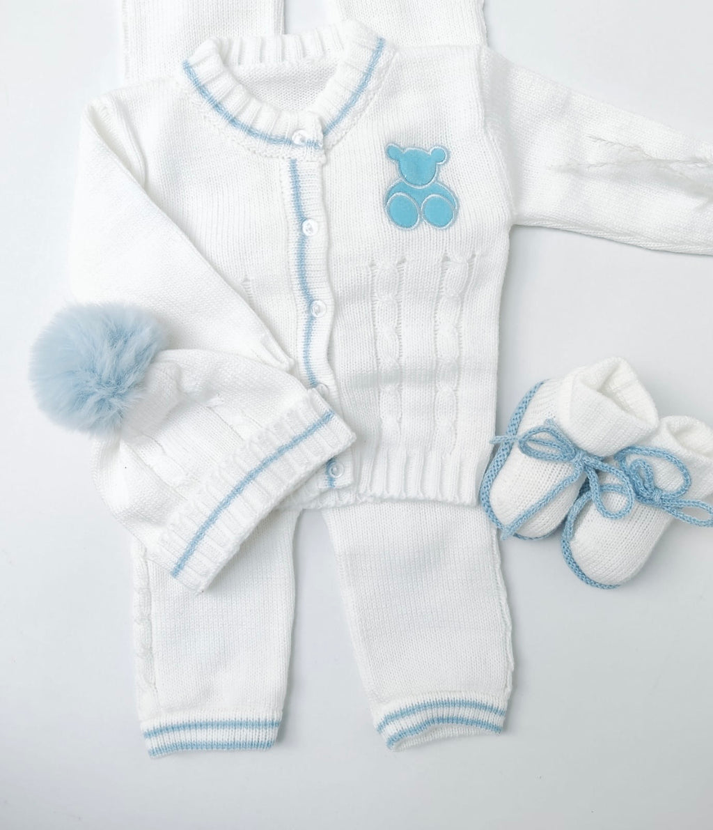 Set trenza oso, hueso con azul  RN