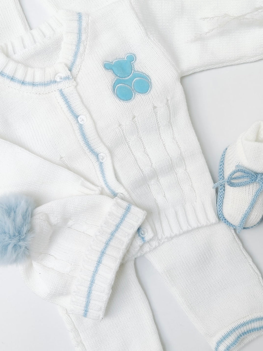 Set trenza oso, hueso con azul  RN
