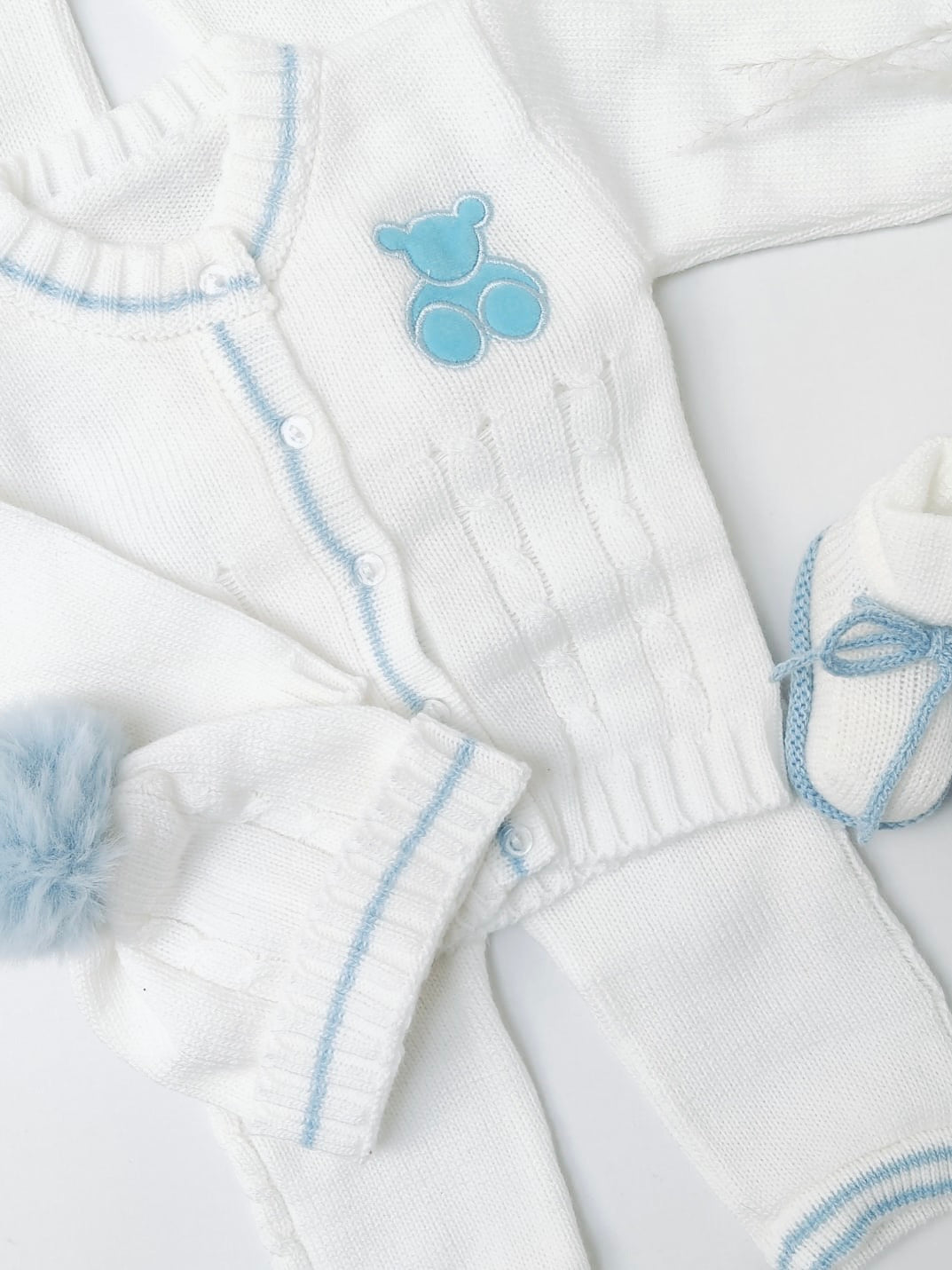 Set trenza oso, hueso con azul  RN