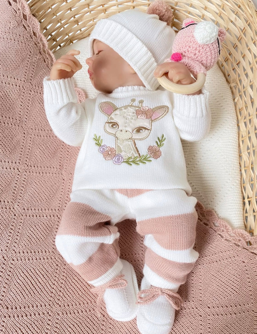 Set jirafa  pantalón a rayas palo de rosa