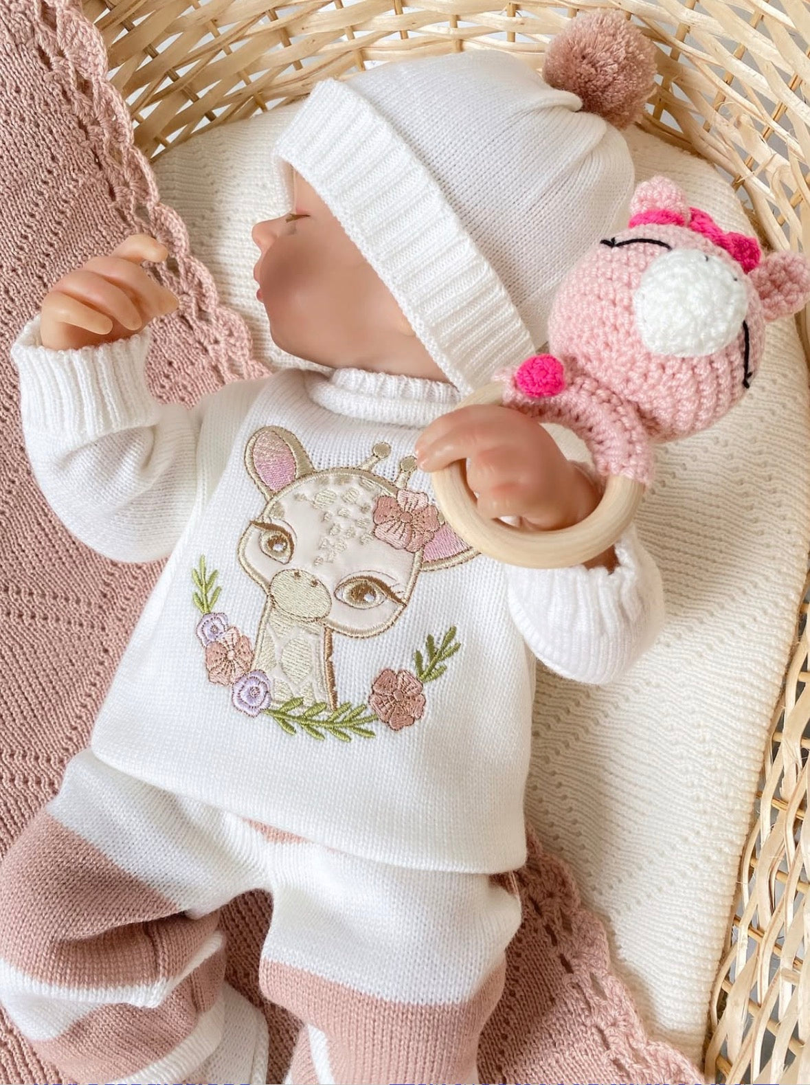 Set jirafa  pantalón a rayas palo de rosa